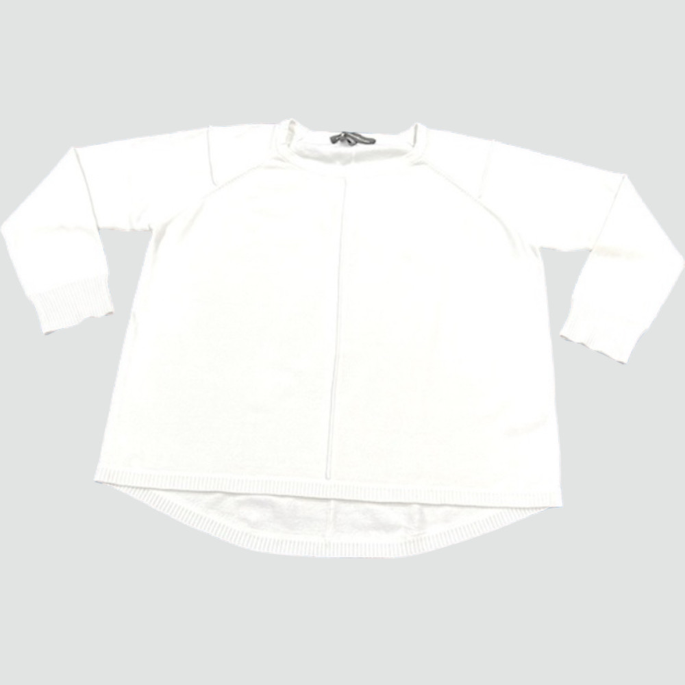 French Connection Off-White Exposed Seam Knit Jewel Neck Tunic Sweater - Size 1X